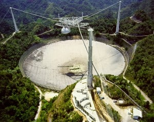 The Arecibo Radio Telescope in Puerto Rico, where the observations were performed (Photo Credit: H. Schweiker/WIYN and NOAO/AURA/NSF). 